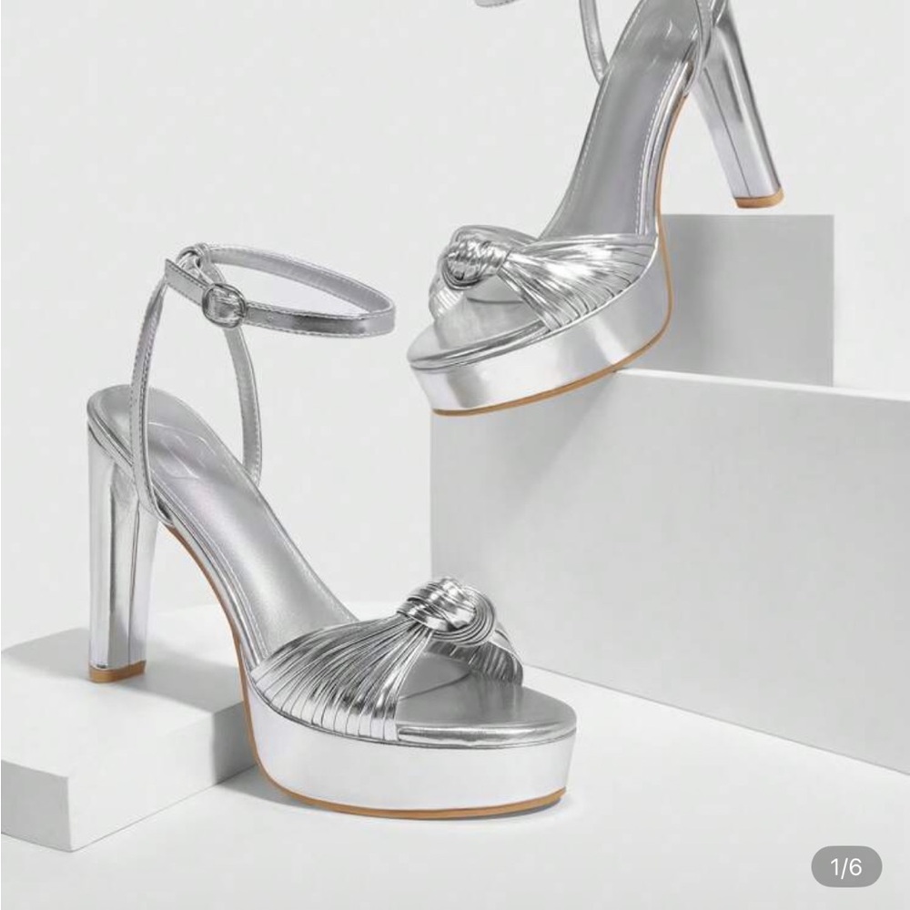 Elegant Silver Platform Heels